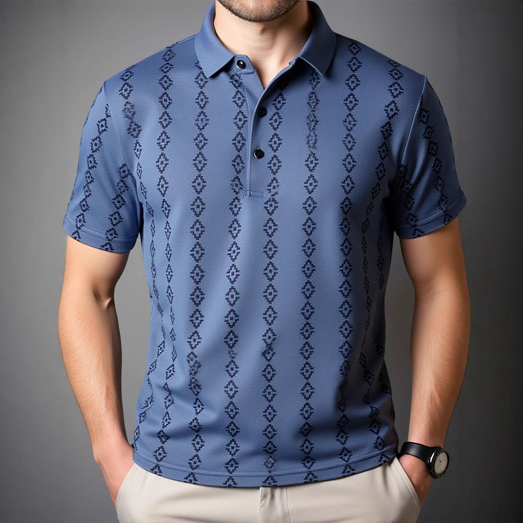 Trendy Casual Printed Seamless Polo Shirt for Young Adults  Style Short Sleeve T-Shirt
