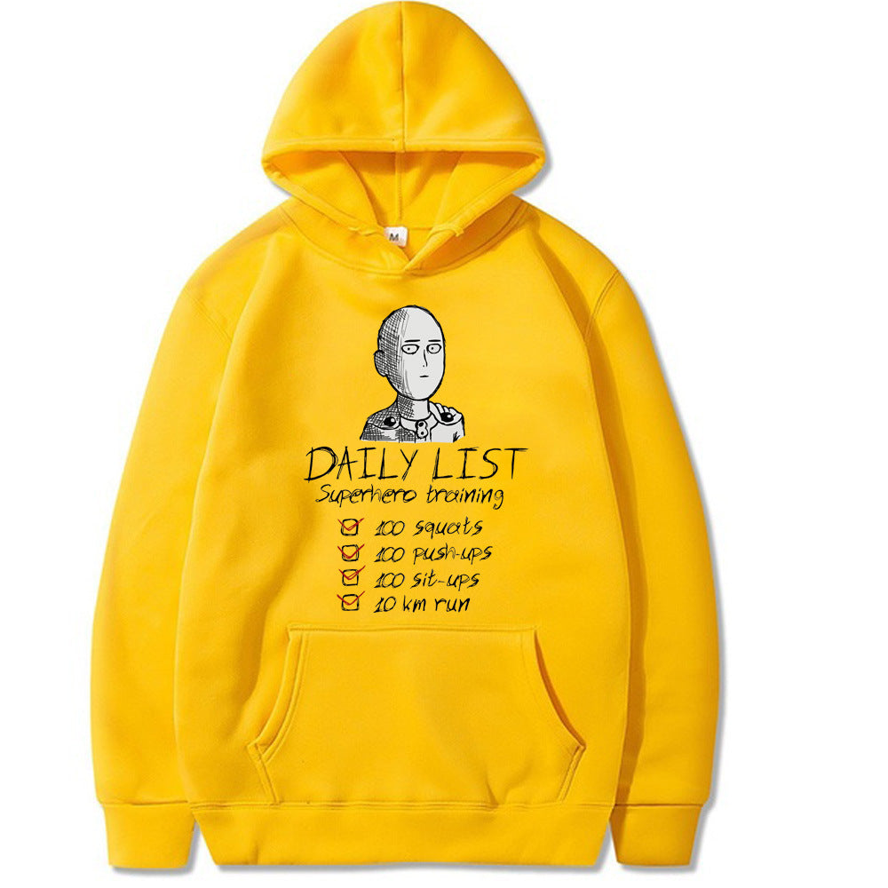 One Punch Man Daily List Loose Hooded Sweatshirt