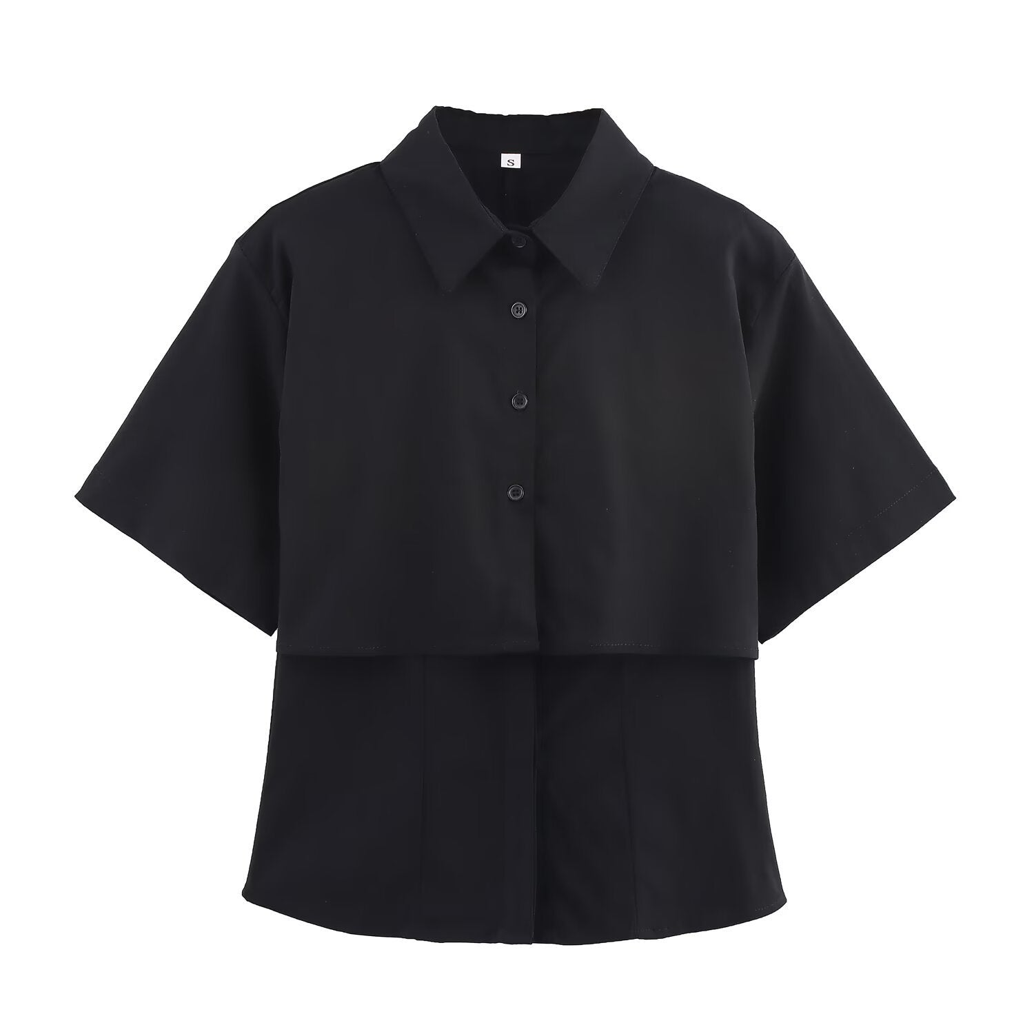 Women's Fashion Casual Short-sleeved Double-layer Shirt