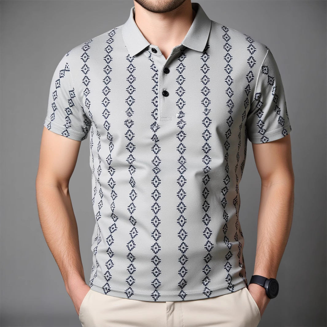 Trendy Casual Printed Seamless Polo Shirt for Young Adults  Style Short Sleeve T-Shirt