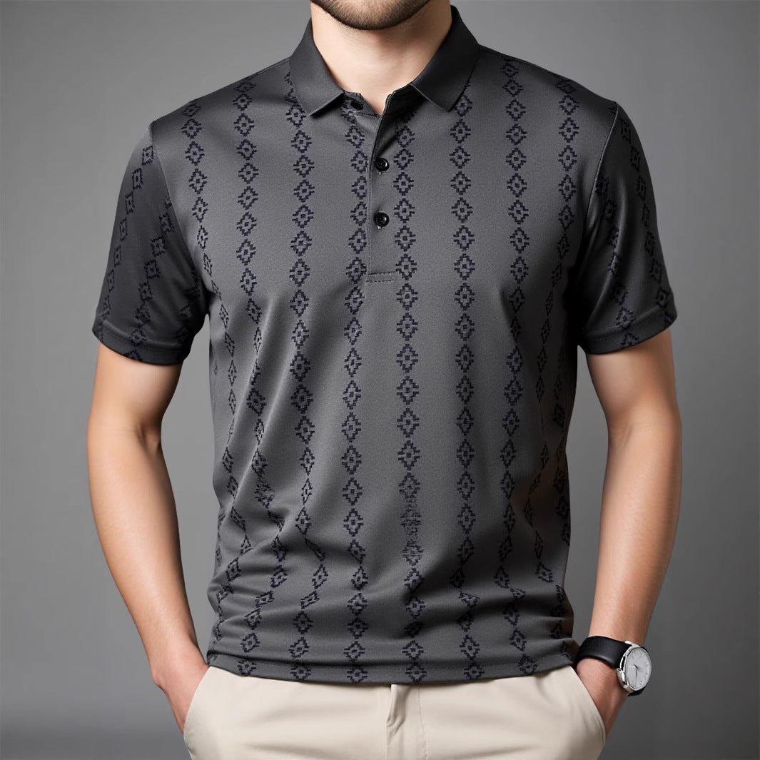 Trendy Casual Printed Seamless Polo Shirt for Young Adults  Style Short Sleeve T-Shirt