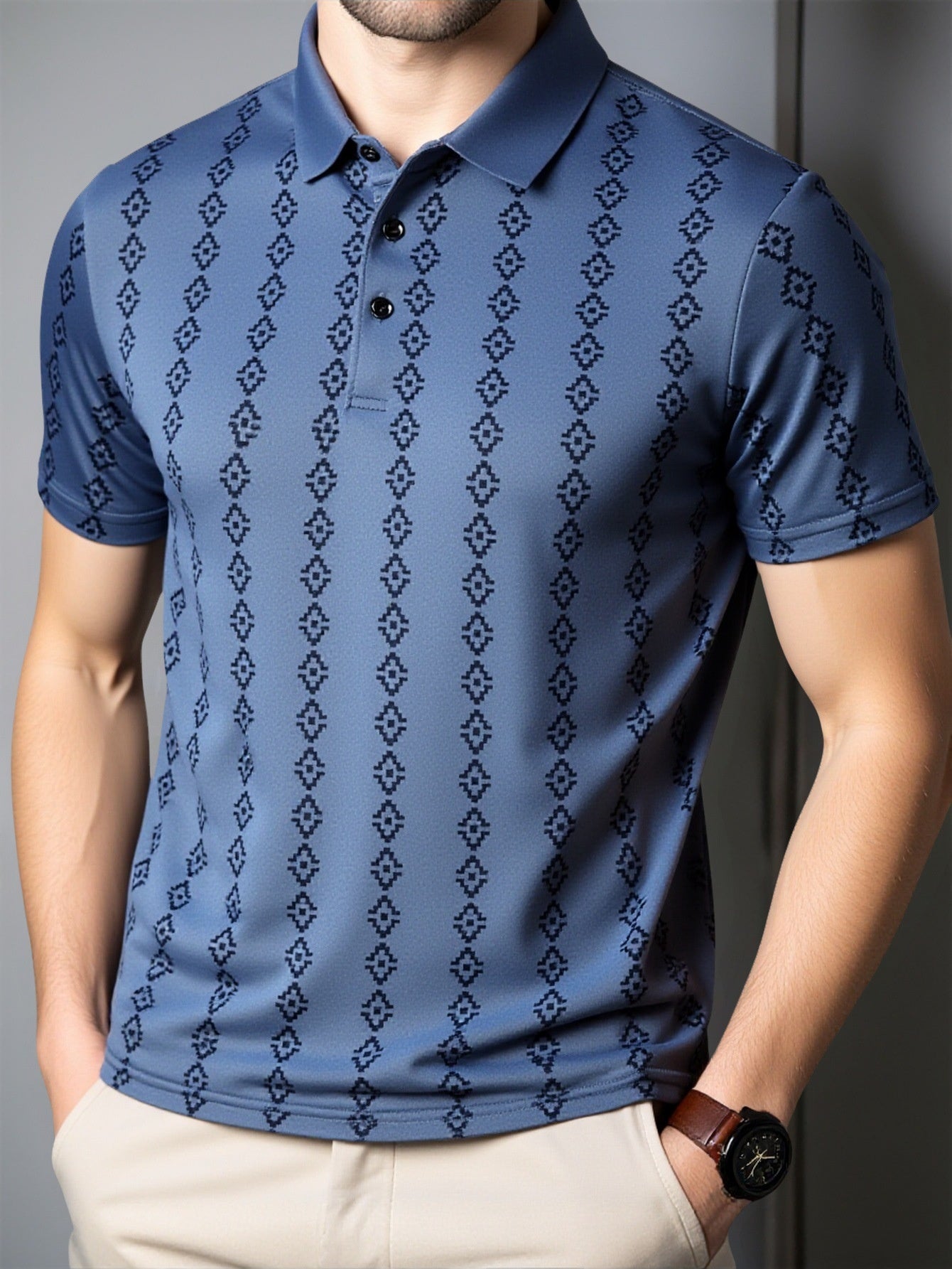 Trendy Casual Printed Seamless Polo Shirt for Young Adults  Style Short Sleeve T-Shirt