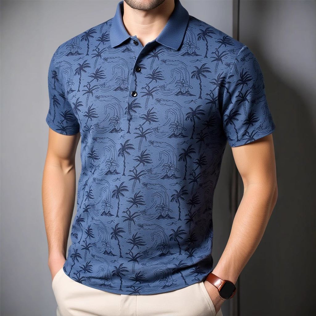 Cross-border Export Ice Silk Polo Shirt Men's Short Sleeve Ice Silk T-Shirt Men's Polo Trend Wholesale