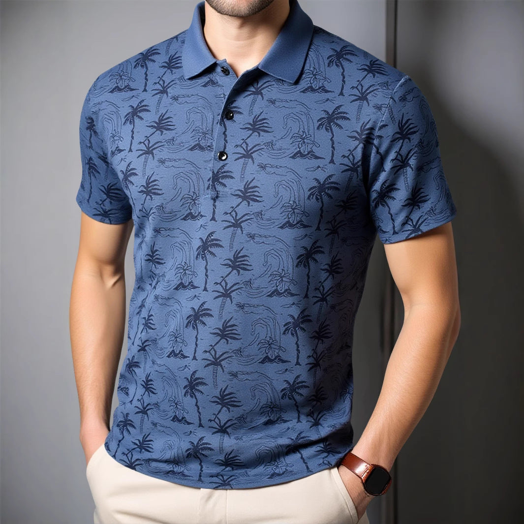 Cross-border Export Ice Silk Polo Shirt Men's Short Sleeve Ice Silk T-Shirt Men's Polo Trend Wholesale