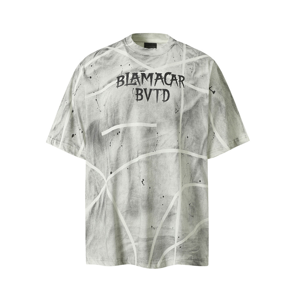 Men's Brand Dirty Spray Graffiti Niche T-Shirt Short Sleeve