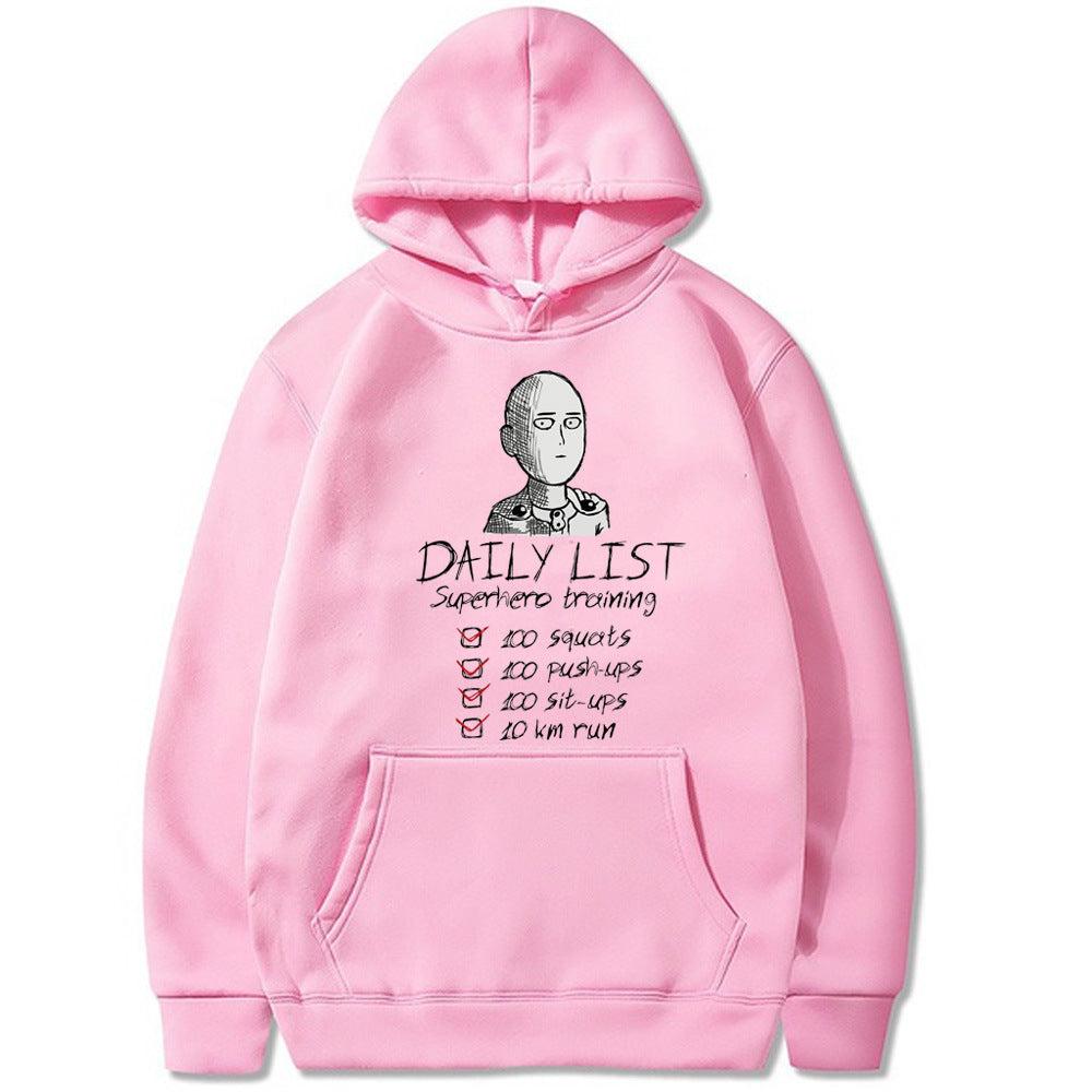 One Punch Man Daily List Loose Hooded Sweatshirt