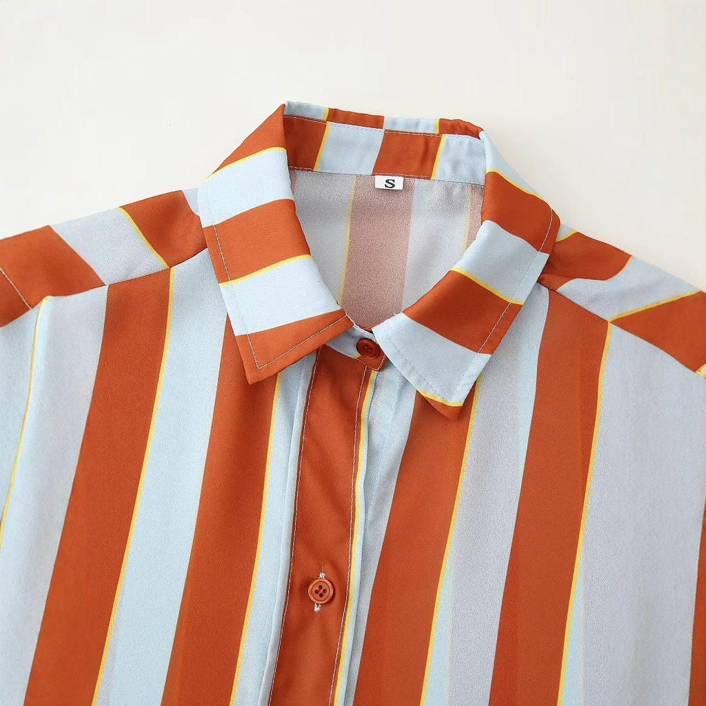 Women's Fashion Casual Striped Loose Shirt