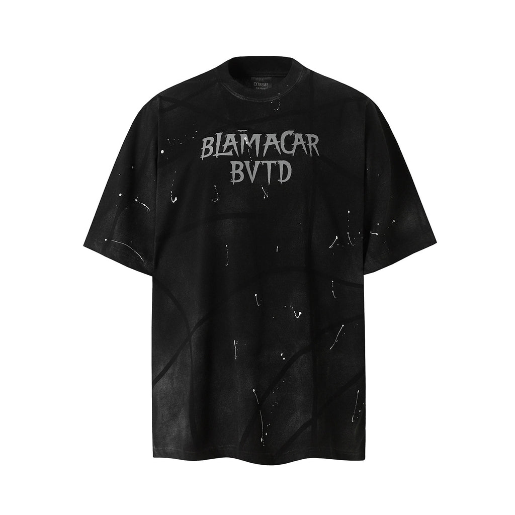 Men's Brand Dirty Spray Graffiti Niche T-Shirt Short Sleeve