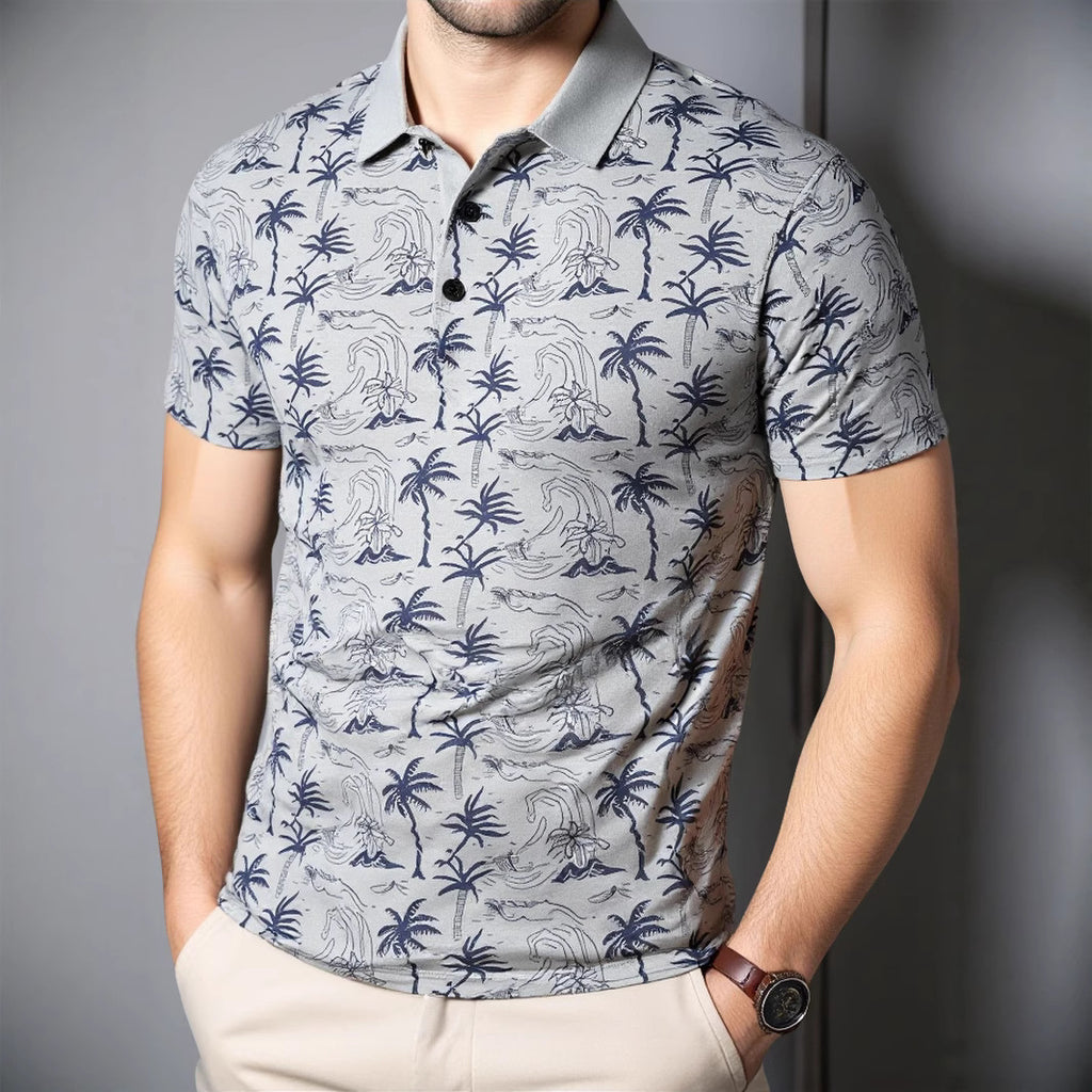 Cross-border Export Ice Silk Polo Shirt Men's Short Sleeve Ice Silk T-Shirt Men's Polo Trend Wholesale