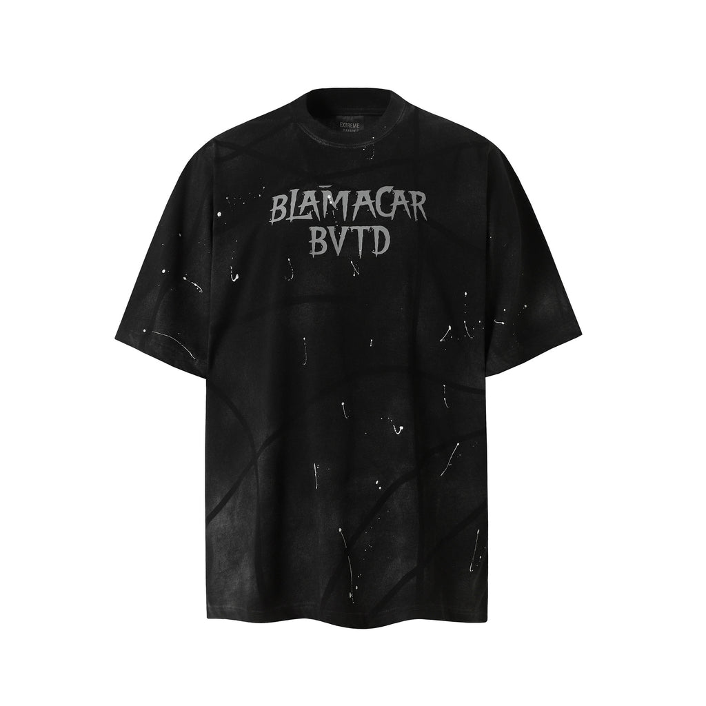 Men's Brand Dirty Spray Graffiti Niche T-Shirt Short Sleeve