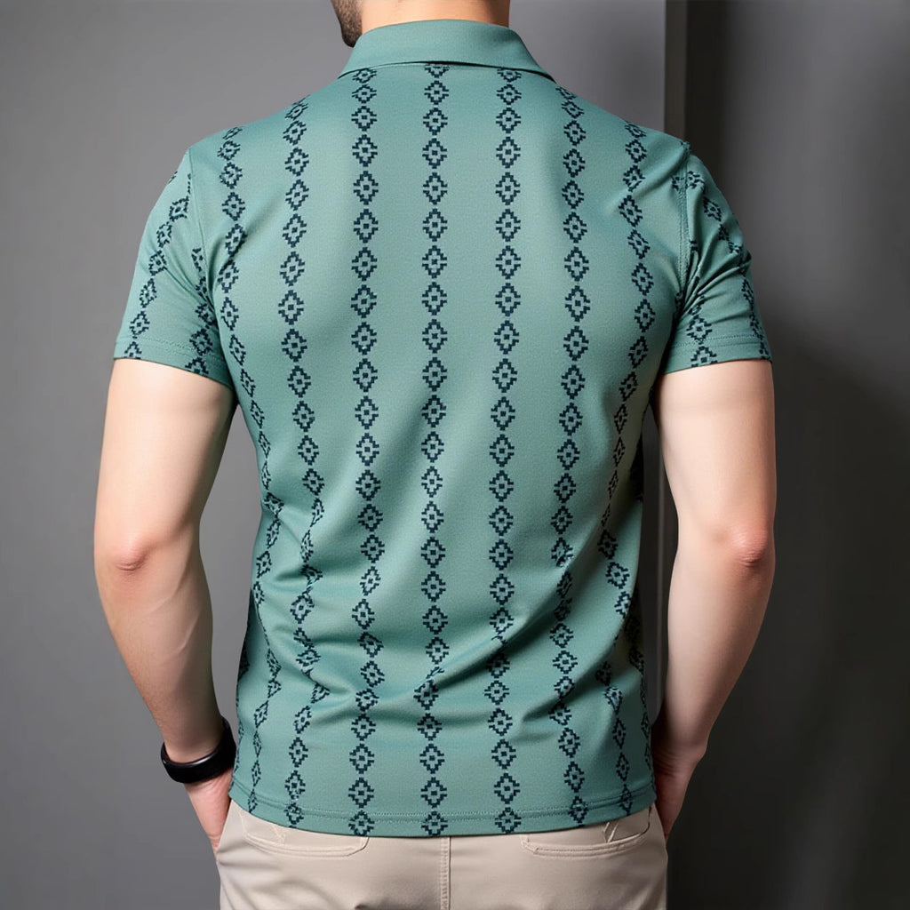 Trendy Casual Printed Seamless Polo Shirt for Young Adults  Style Short Sleeve T-Shirt