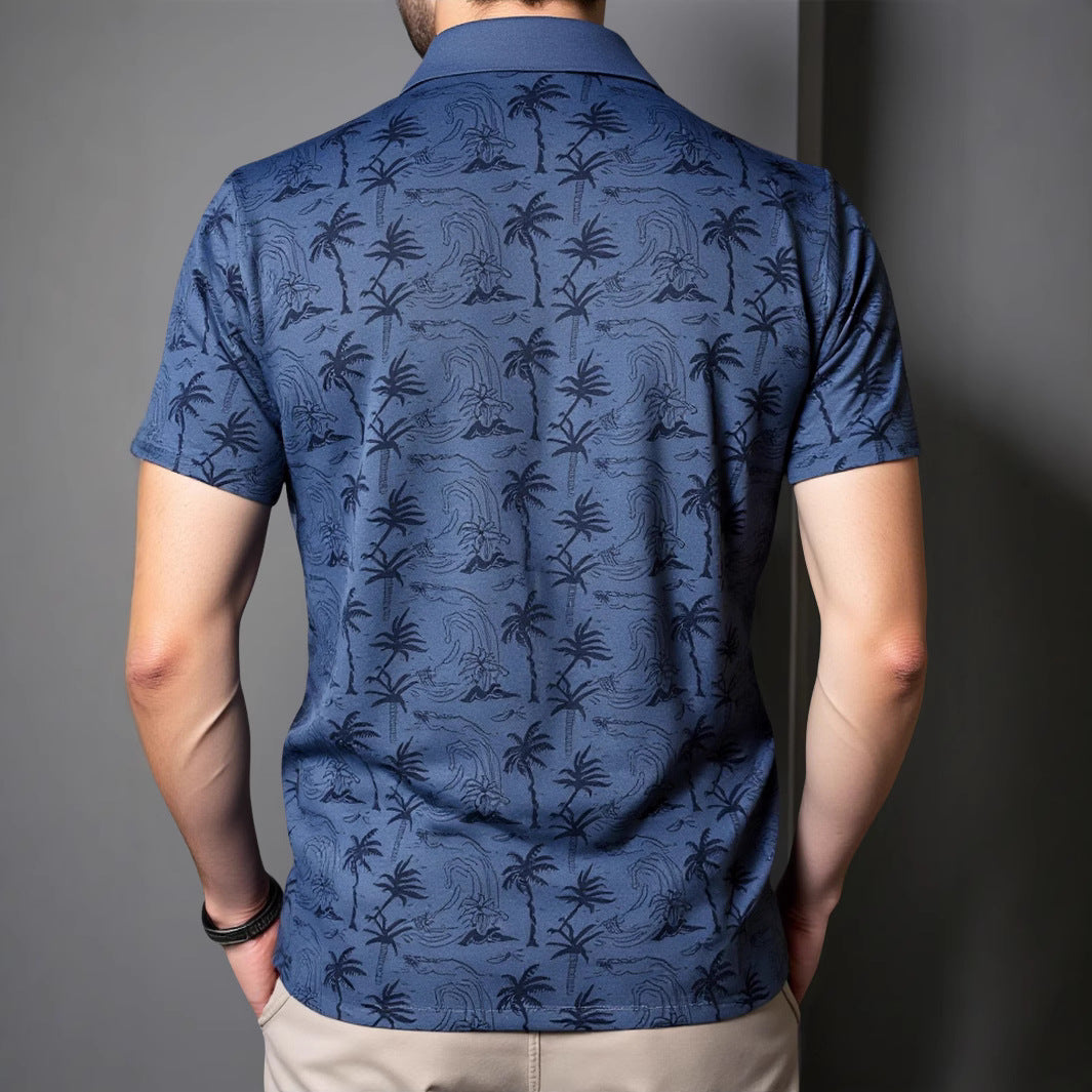 Cross-border Export Ice Silk Polo Shirt Men's Short Sleeve Ice Silk T-Shirt Men's Polo Trend Wholesale