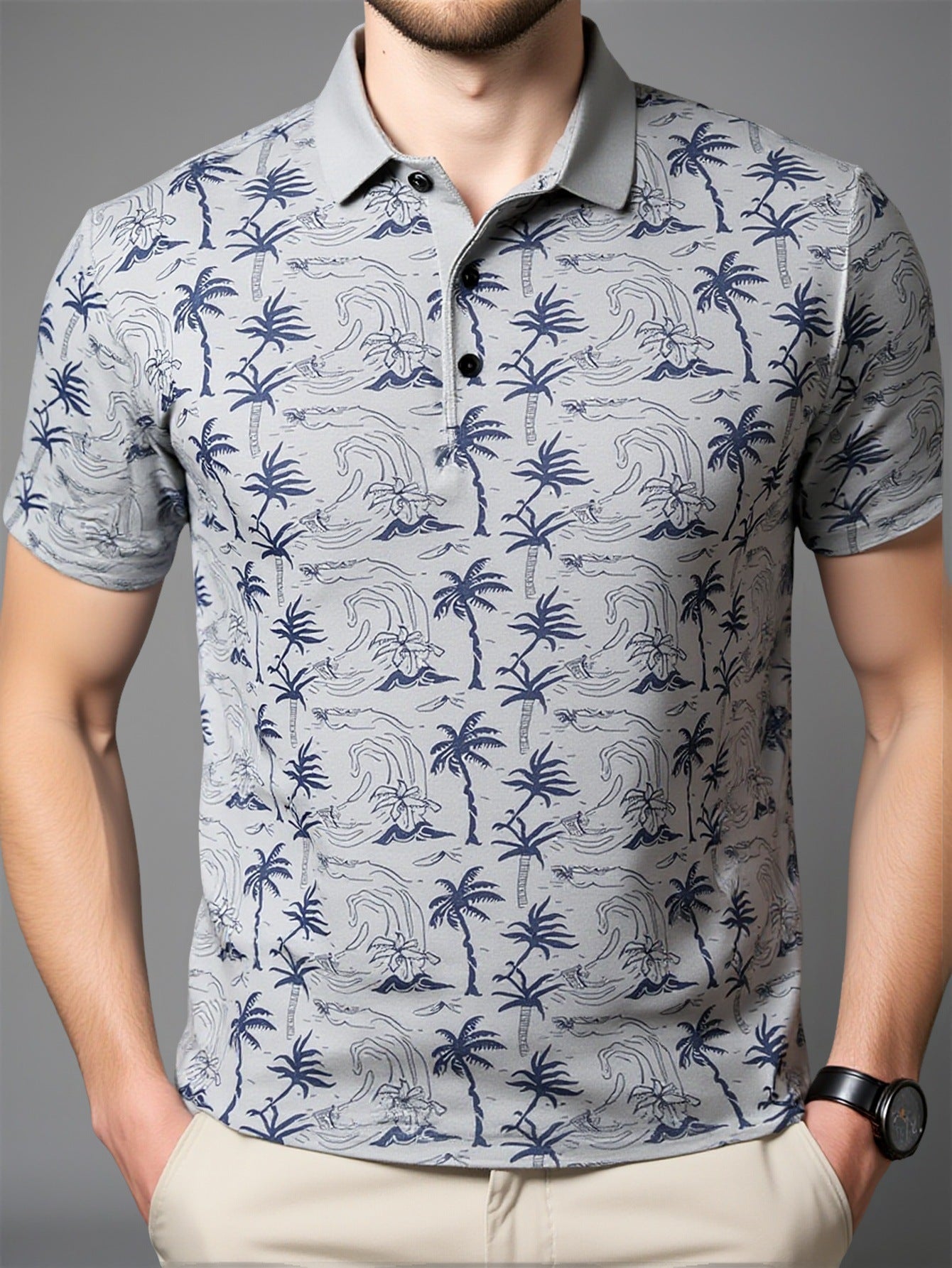 Cross-border Export Ice Silk Polo Shirt Men's Short Sleeve Ice Silk T-Shirt Men's Polo Trend Wholesale