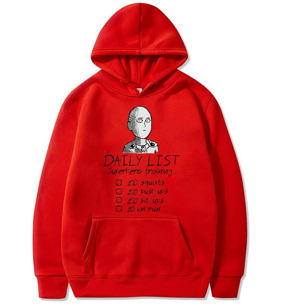 One Punch Man Daily List Loose Hooded Sweatshirt