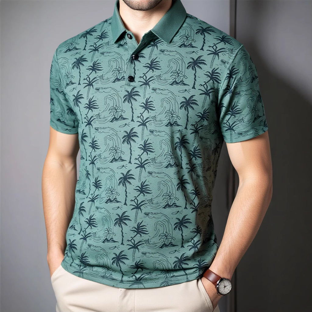 Cross-border Export Ice Silk Polo Shirt Men's Short Sleeve Ice Silk T-Shirt Men's Polo Trend Wholesale