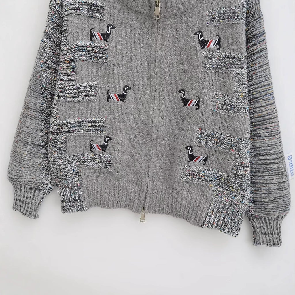 Women's Fashion Embroidered College Style Zipper Cardigan Jacket